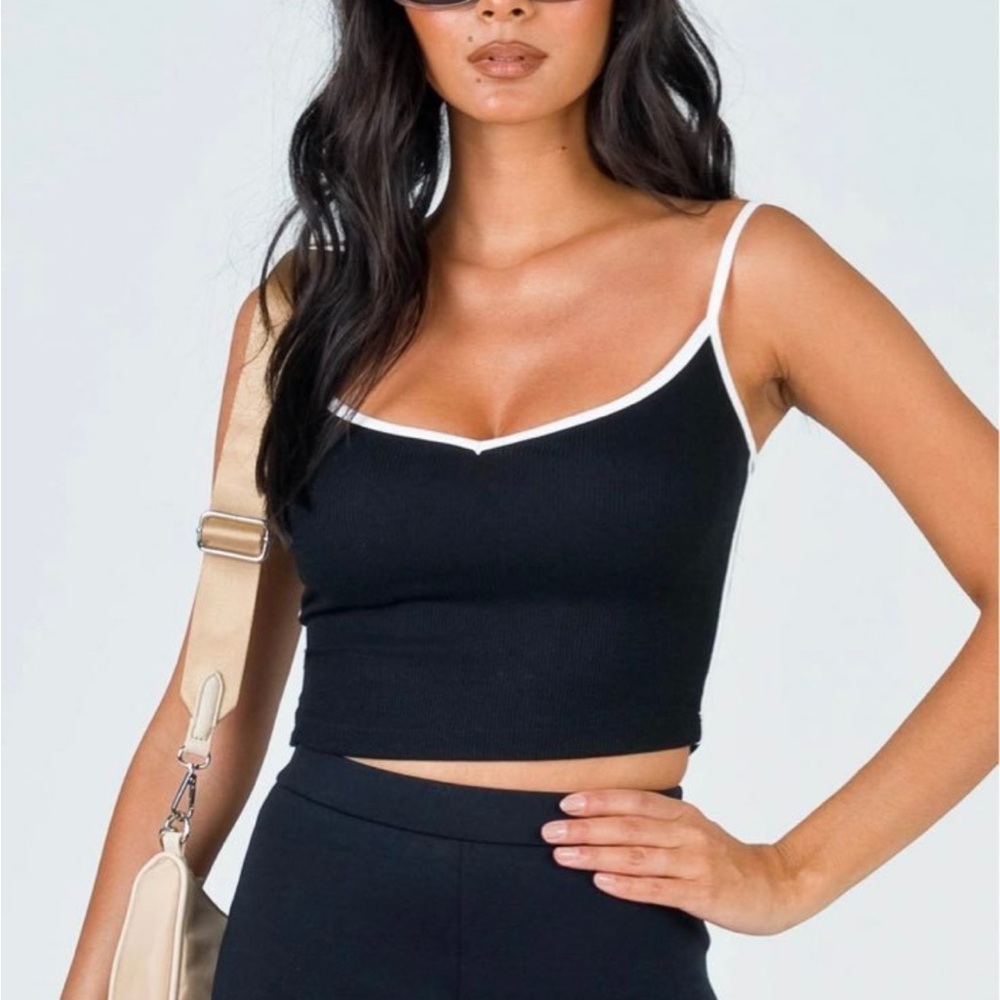 Princess Polly Black & White Crop Top